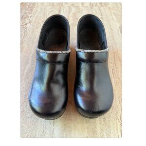 Dansko Black Leather Clogs, Women's 40 Narrow